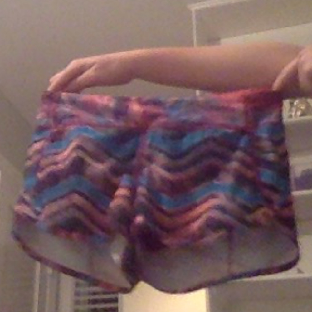 Pink, blue and purple workout shorts